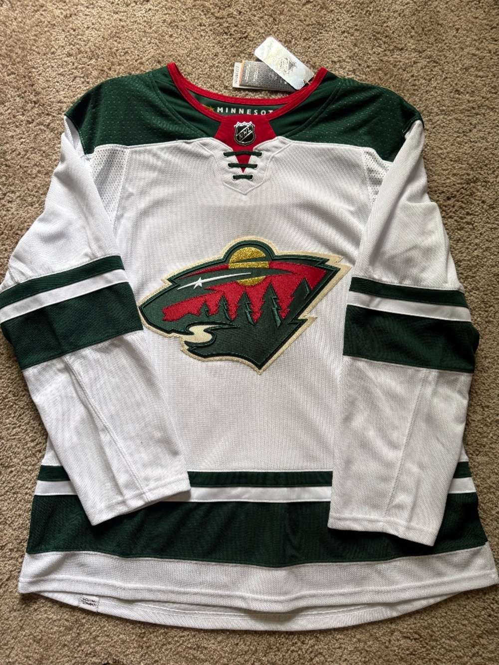 Adidas Minnesota Wild Away Jersey White NHL Authentic Adizero Size 44